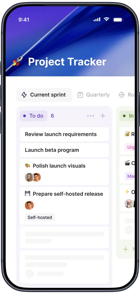 AppFlowy Project Tracker board on a phone