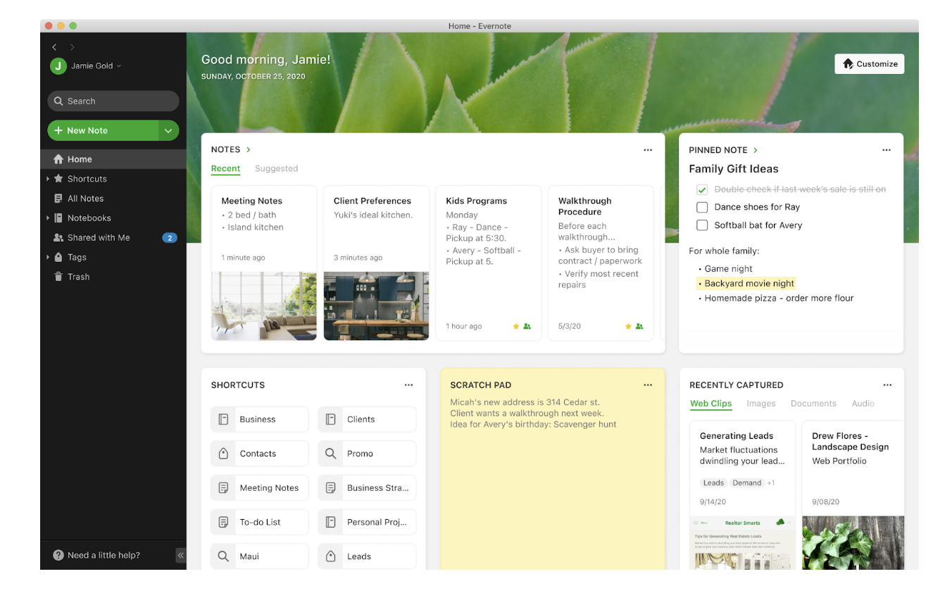 Evernote note-taking tool