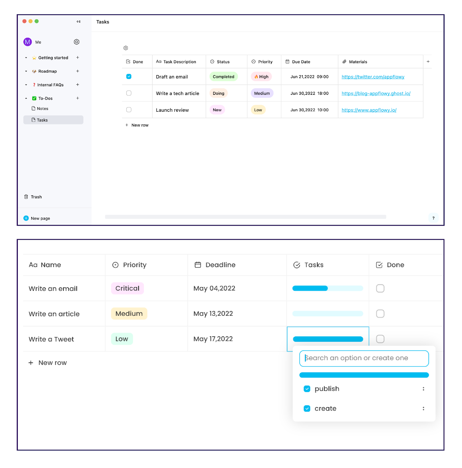 AppFlowy Table-view database