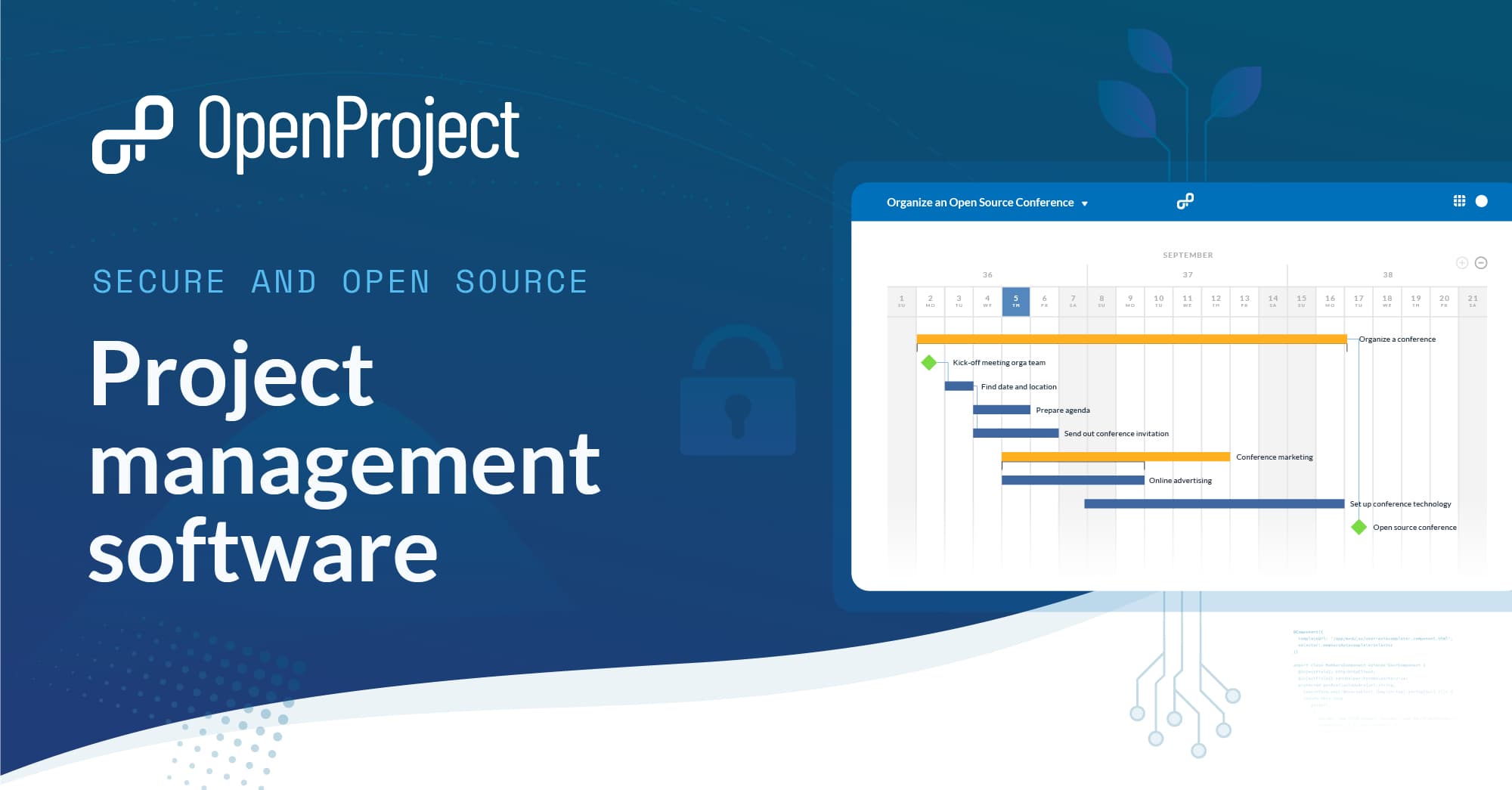 OpenProject interface showing a formal project schedule in Gantt view