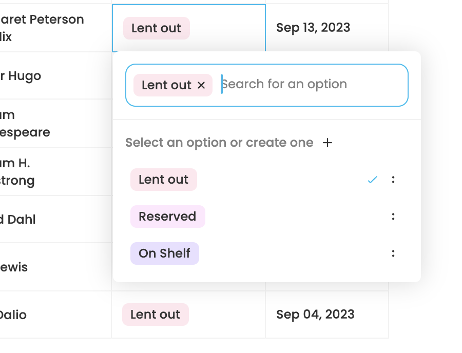 Edit a book status