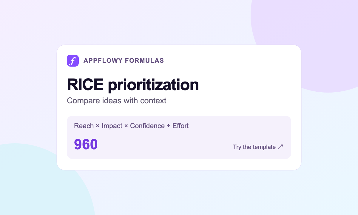 RICE Prioritization in AppFlowy: Formula and Template