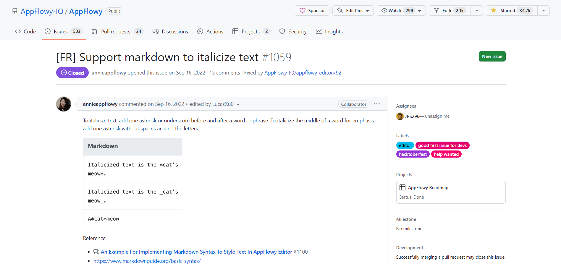 AppFlowy Issue Page