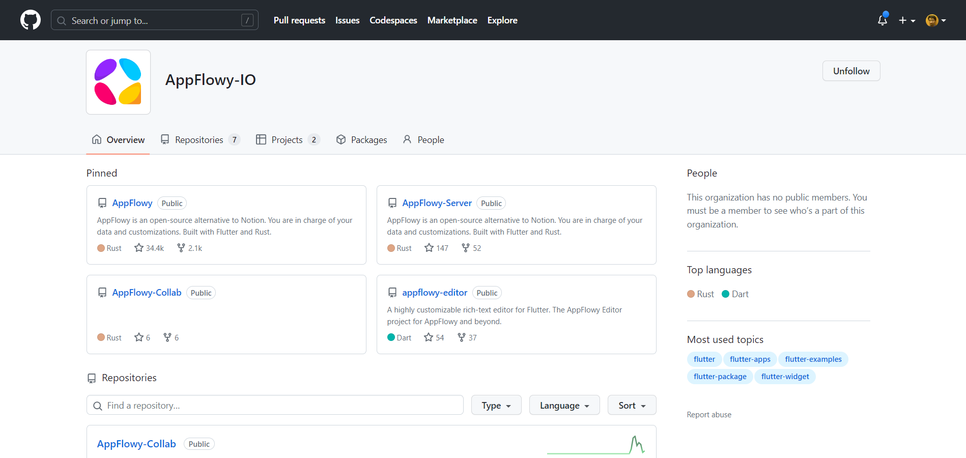 AppFlowy Github Page